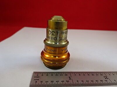 VINTAGE BRASS BAUSCH LOMB FLUORITE OBJECTIVE MICROSCOPE OPTICS AS IS &33-A-04