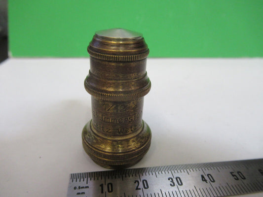 ANTIQUE BRASS ERNST LEITZ OBJECTIVE MICROSCOPE PART AS PICTURED &H9-A-41