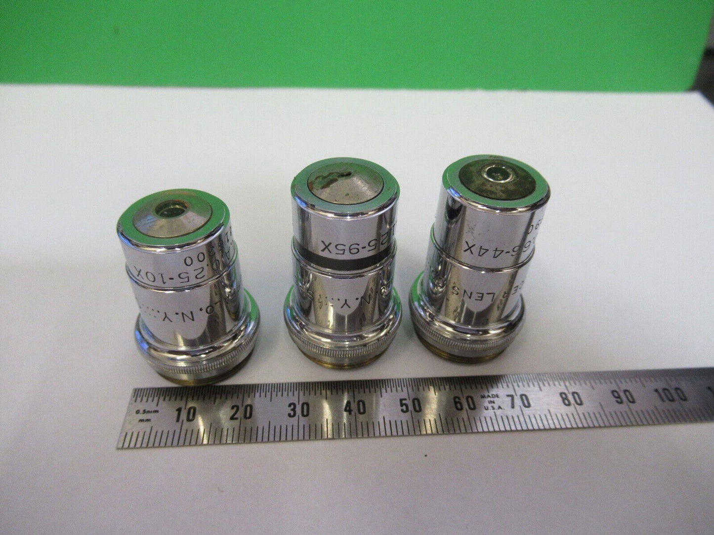 LOT 3 ea OBJECTIVES SPENCER AO MICROSCOPE PART AS PICTURED &R4-A-46