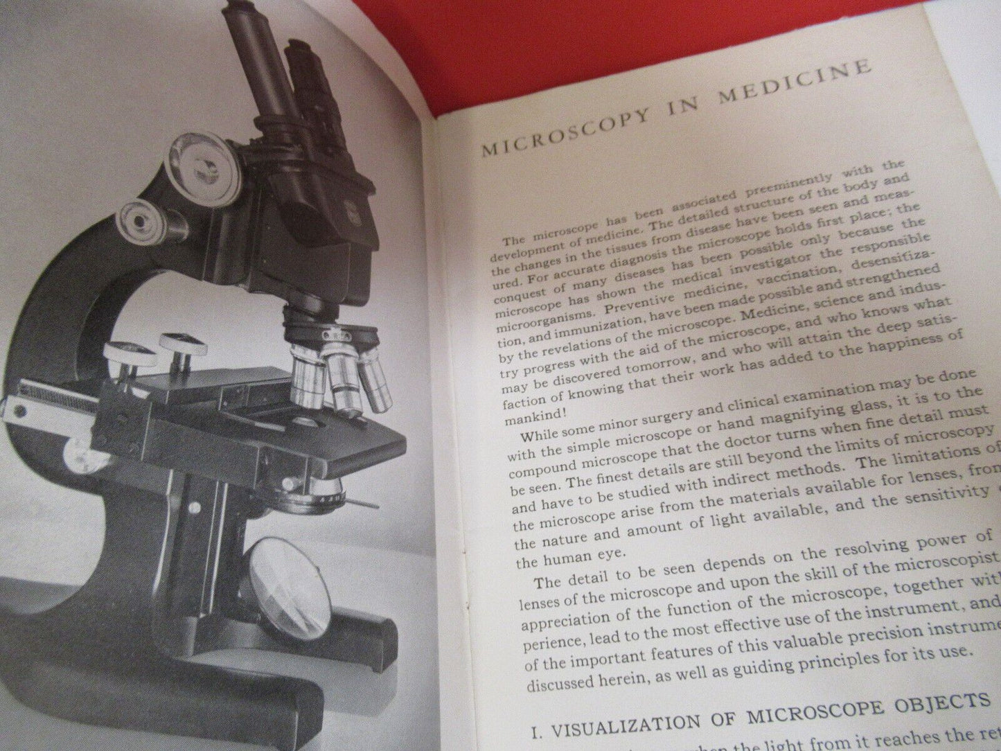 MEDICINE BOOKLET 1937 ANTIQUE MICROSCOPE PART AS PICTURED Y4-A-28