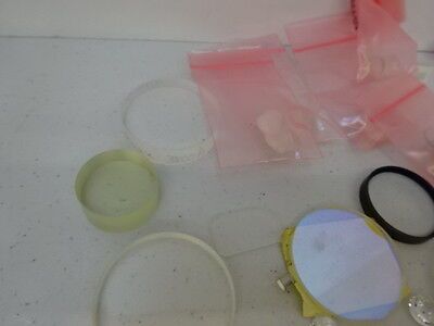 LARGE LOT OPTICS MIRRORS LENSES PRISM FILTERS ETC OPTICAL AS PICTURED &J4-A-07