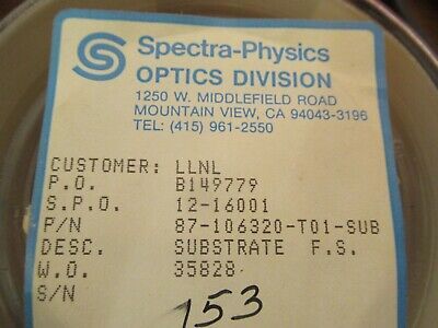 OPTICAL FLAT FUSED SILICA UNCOATED 3" DIAMETER 1/10 WAVE OPTICS AS PIC &9-FT-71