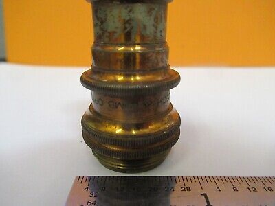 ANTIQUE BRASS BAUSCH LOMB 4mm OBJECTIVE MICROSCOPE PART AS PICTURED &W8-A-48