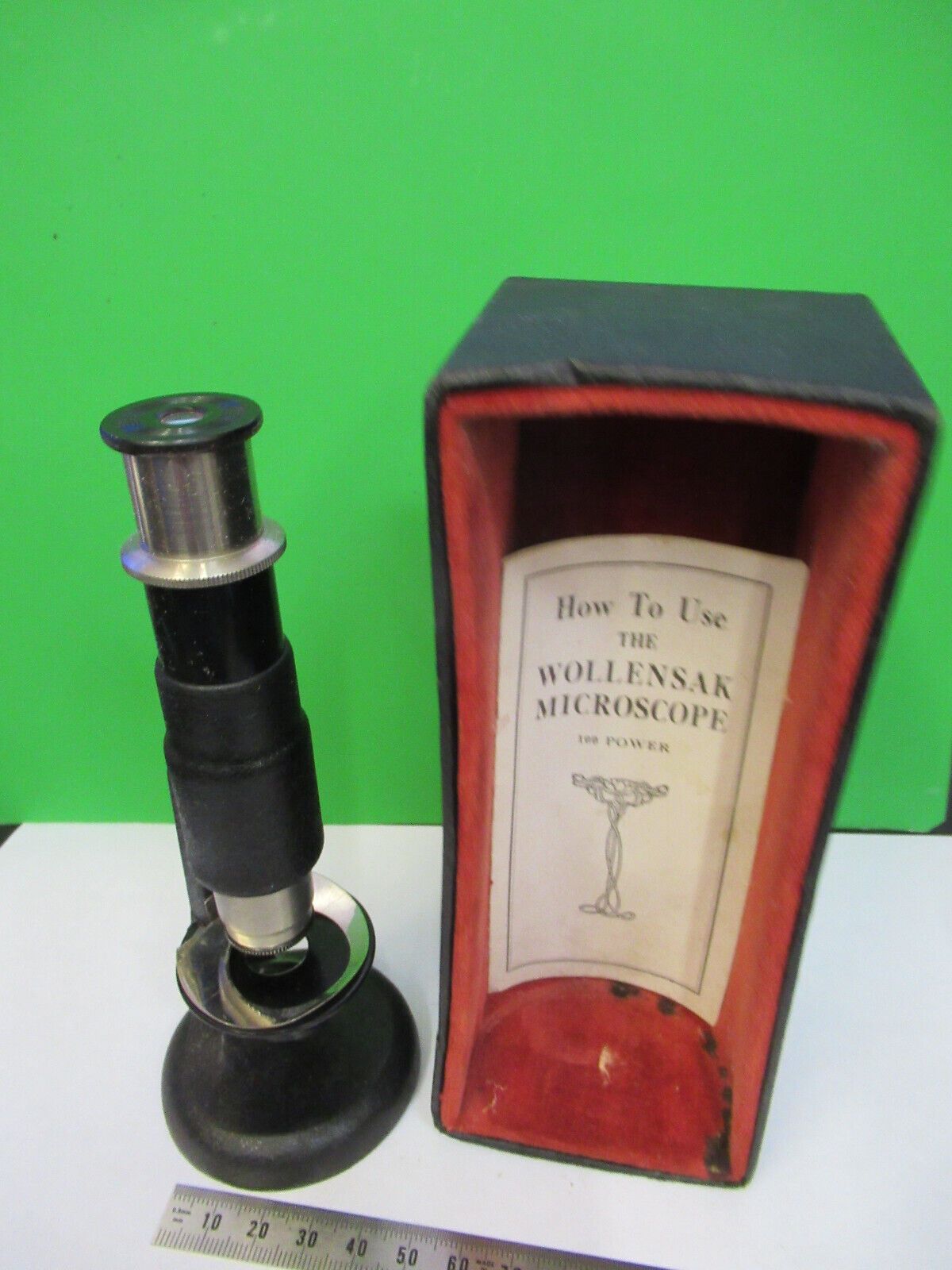 ANTIQUE RARE WOLLENSAK COLLECTABLE MINI MICROSCOPE OPTICAL AS PICTURED &P8-B-12