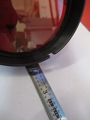 OPTICAL FLAT GLASS MIL SPEC MOUNTED RED FILTER OPTICS AS PICTURED &Q1-A-90