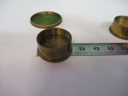 ANTIQUE BRASS CAPS OBJECTIVE ENGLAND RJ BECK MICROSCOPE PART AS PICTURED W4-A-39