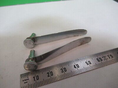 BAUSCH LOMB ANTIQUE CLIPS PAIR MICROSCOPE PART AS PICTURED &A9-B-38