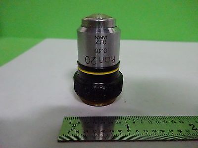 MICROSCOPE PART OBJECTIVE PLAN 20X OLYMPUS JAPAN OPTICS AS IS BIN#K1-M-16