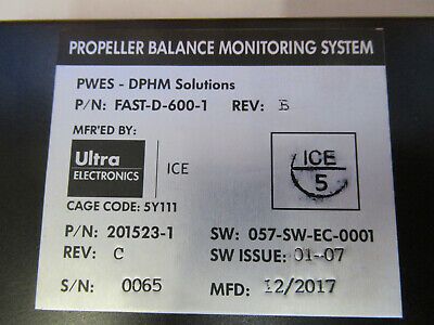 AIRCRAFT PROPELLER BALANCE MONITORING FAST-D-600-1 201523-1 AS PICTURED &P4-A-40