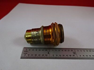 VINTAGE BRASS BAUSCH LOMB FLUORITE OBJECTIVE MICROSCOPE OPTICS AS IS &33-A-04