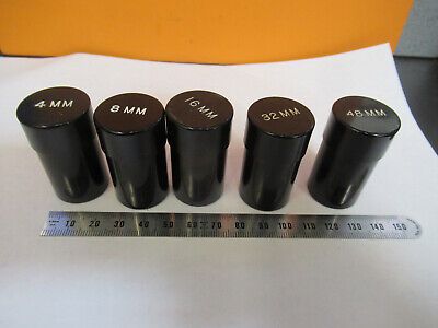 LOT ANTIQUE 5 EMPTY OBJECTIVE CANS SPENCER MICROSCOPE PART AS PICTURED 4B-FT-02