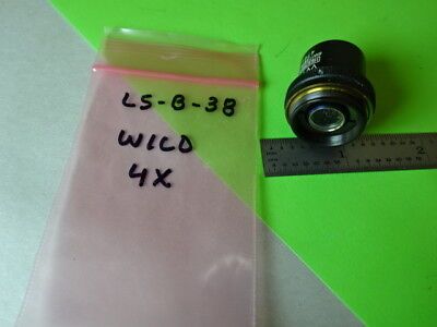 WILD HEERBRUGG SWISS  OBJECTIVE 4X OPTICS MICROSCOPE PART AS IS #L5-B-38