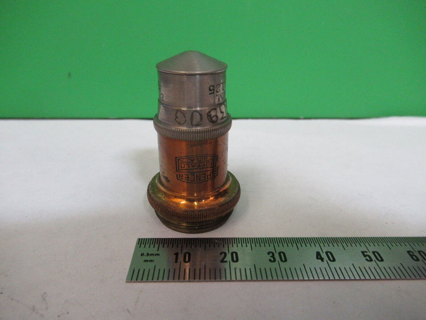 ANTIQUE BRASS SPENCER OBJECTIVE LENS OPTICS MICROSCOPE PART AS PICTURED Z1-A-156