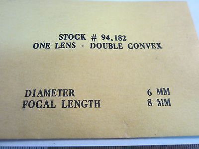 OPTISCHE LINSE DOPPELT KONVEX 6 mm DURCHMESSER FL 8 mm LASEROPTIK NICE BIN#1B xx