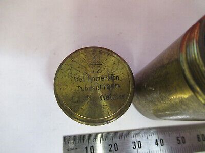 EMPTY ANTIQUE BRASS CANISTER OBJECTIVE LEITZ MICROSCOPE PART AS PIC &87-FT-60