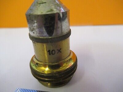 OBJECTIVE ANTIQUE BRASS LEITZ 10X OPTICS MICROSCOPE PART AS PICTURED &G1-A-77