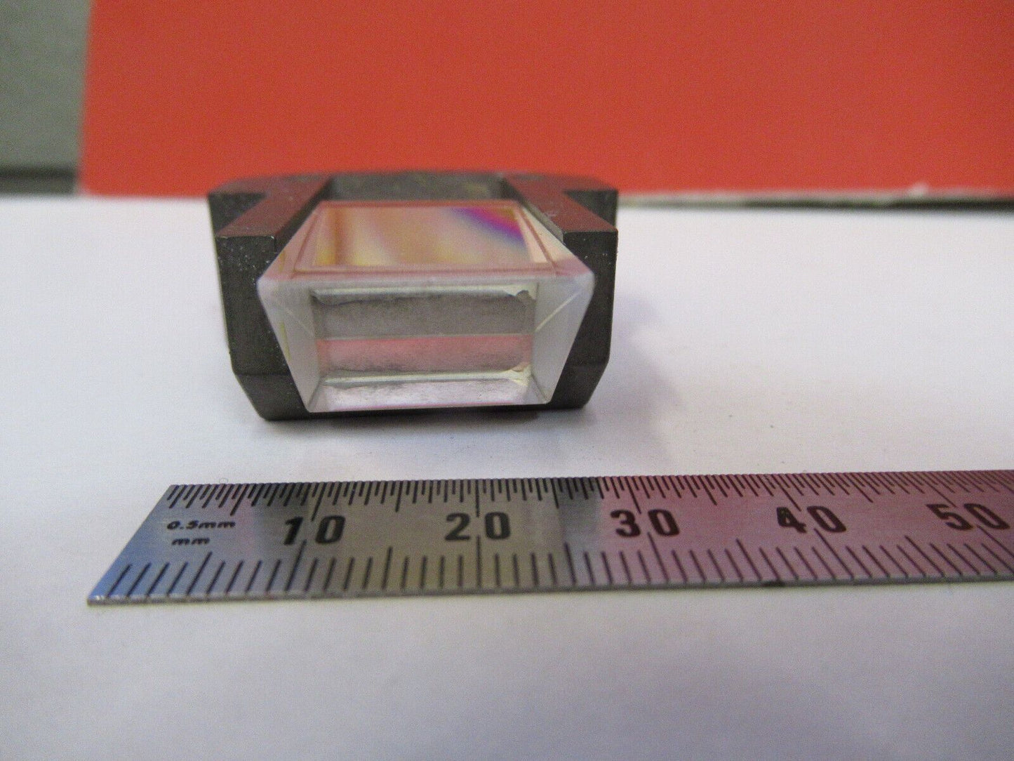 UNBRANDED MOUNTED GLASS PRISM OPTICS MICROSCOPE PART AS PICTURED Q5-B-58