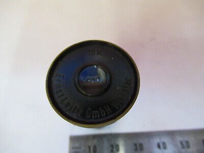 ANTIQUE ERNST LEITZ 10X LENS OPTICS EYEPIECE MICROSCOPE PART AS PICTURED &93-A-4