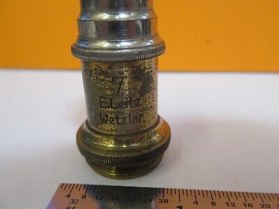 ANTIQUE BRASS ERNST LEITZ "7" OBJECTIVE MICROSCOPE PART AS PICTURED &7B-B-22