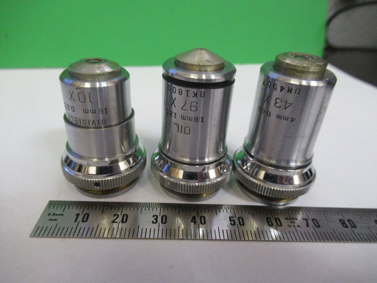 LOT 3 ea OBJECTIVES BAUSCH LOMB MICROSCOPE PART AS PICTURED &R4-A-49