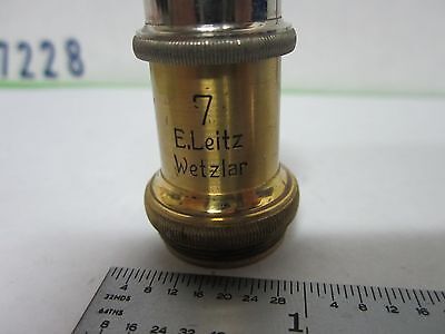 ANTIQUE MICROSCOPE PART BRASS OBJECTIVE 7 LEITZ GERMANY OPTICS #K1-97ii