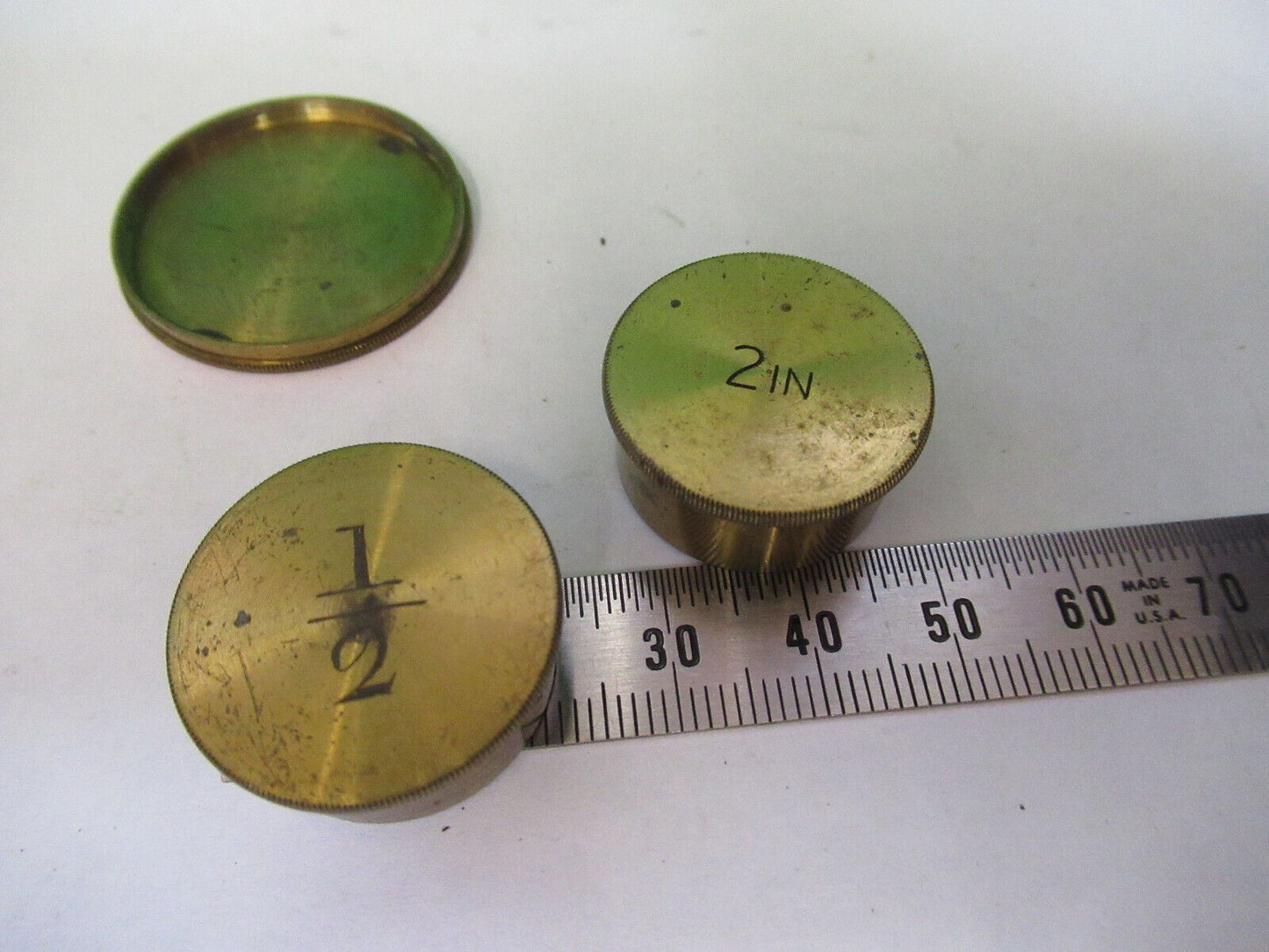 ANTIQUE BRASS CAPS OBJECTIVE ENGLAND RJ BECK MICROSCOPE PART AS PICTURED W4-A-39