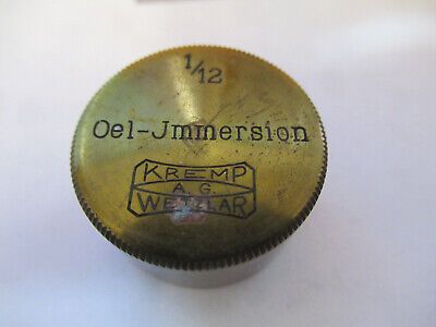 EMPTY BRASS CANISTER OBJECTIVE KREMP WETZLAR MICROSCOPE PART AS PICTURED P4-B-67