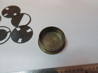 ANTIQUE BRASS CONTAINER with DARK FIELD PARTS MICROSCOPE AS PICTURED &7B-B-61