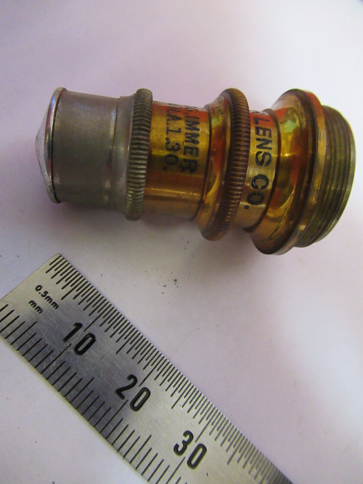 ANTIQUE BRASS SPENCER 140X RARE OBJECTIVE MICROSCOPE PART AS PICTURED #R3-C-48