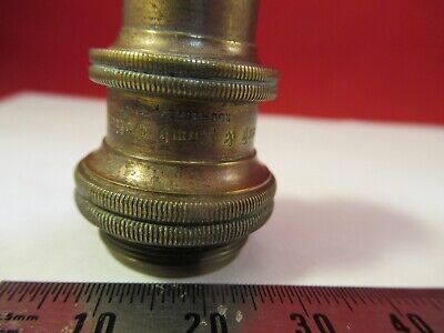 ANTIQUE BRASS OBJECTIVE BAUSCH LOMB 8mm MICROSCOPE OPTICS AS PICTURED #10-B-18