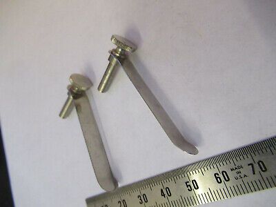 BAUSCH LOMB ANTIQUE PAIR CLIPS STAGE  MICROSCOPE PART AS PICTURED &W3-B-50