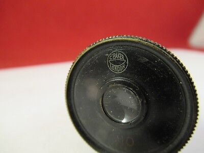 ANTIQUE BRASS EYEPIECE X10 BAKER LONDON MICROSCOPE PART AS PICTURED #66-A-41