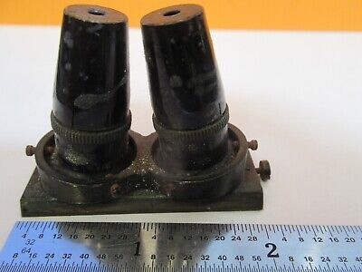 ANTIQUE BRASS STEREO OBJECTIVES OPTICS MICROSCOPE PART AS PICTURED &7B-B-80