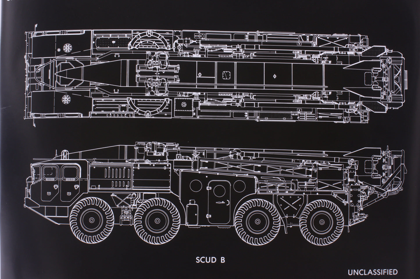 Vintage Late Cold War-era American Defense Poster SCUD Missile Launcher (in Black)