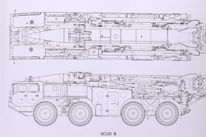 Vintage Late Cold War-era American Defense Poster SCUD Missile Launcher (in White)