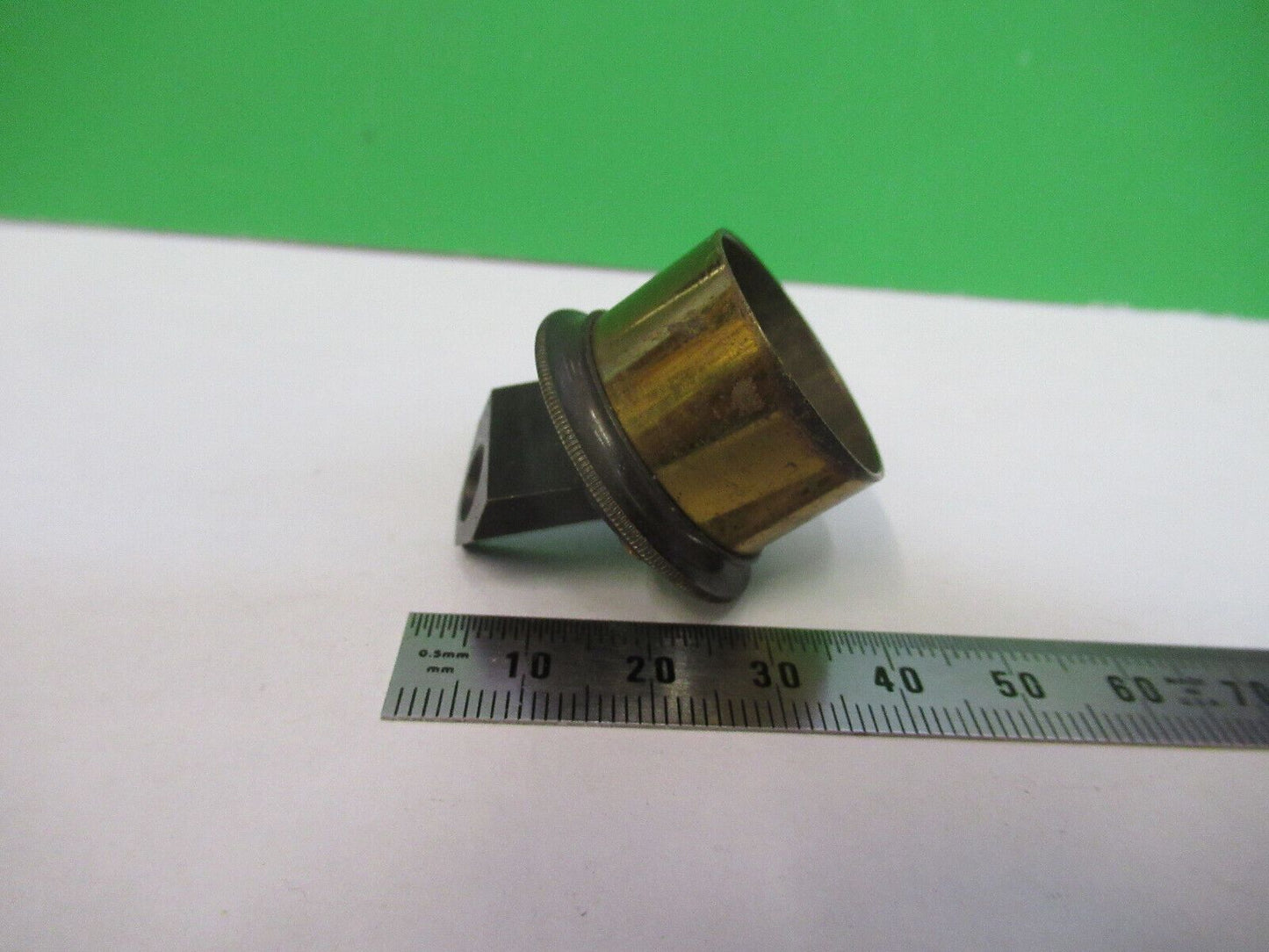 ANTIQUE BRASS EYEPIECE PRISM LENS RARE MICROSCOPE PART AS PICTURED &R6-A-07