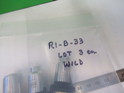 LOT 3 EA WILD M20 OBJECTIVE 10X 40X 100X MICROSCOPE PART AS PICTURED #R1-B-33