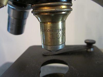 VINTAGE OPTICAL ANTIQUE BRASS MICROSCOPE LEITZ as shown BAUSCH OPTICS #LOBBY