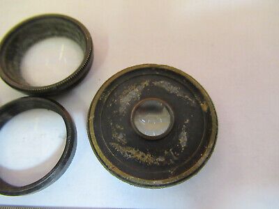 FOR PARTS ANTIQUE BRASS MOUNTED LENSES LOTMICROSCOPE PART AS PICTURED P2-A-20