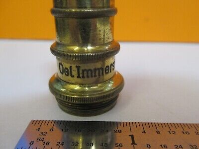 ANTIQUE BRASS ERNST LEITZ 1/12 OBJECTIVE MICROSCOPE PART AS PICTURED &7B-B-23