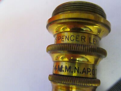 ANTIQUE BRASS SPENCER OBJECTIVE 44X LENS MICROSCOPE PART AS PICTURED &F6-B-119