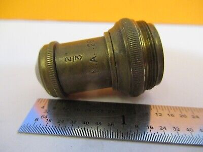 ANTIQUE BRASS UNKNOWN 2/3 OBJECTIVE MICROSCOPE PART AS PICTURED &7B-B-42