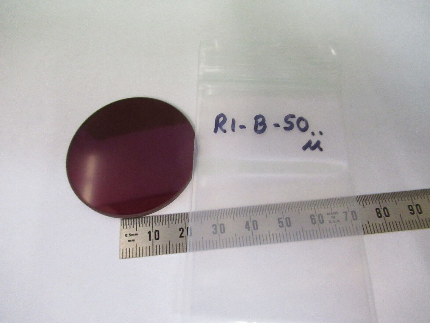 OPTICAL LARGE GLASS RED FILTER OPTICS AS PICTURED R1-B-50