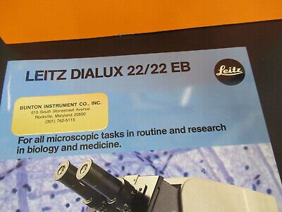 ORIGINAL BOOKLET LEITZ WETZLAR GERMANY DIALUX 22 MICROSCOPE PART AS PICTURED W3