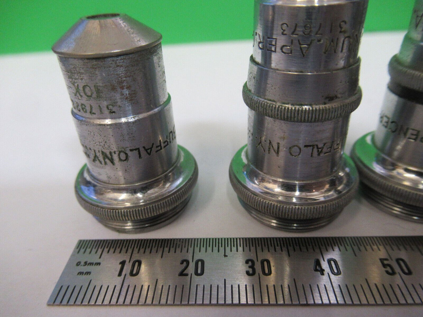 LOT 3 ea OBJECTIVES SPENCER AO MICROSCOPE PART AS PICTURED &R4-A-52