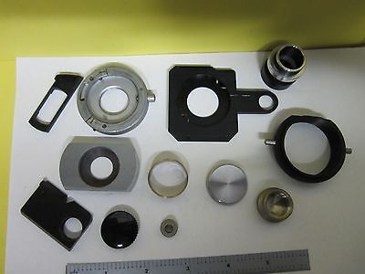 LOT 12 EA MICROSCOPE PART ACCESSORIES  REICHERT LEITZ NIKON ETC AS IS BIN#T9-31