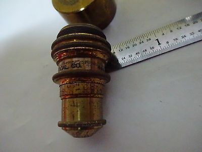 MICROSCOPE PART ANTIQUE OBJECTIVE BRASS BAUSCH LOMB OPTICS AS IS BIN#X3-41