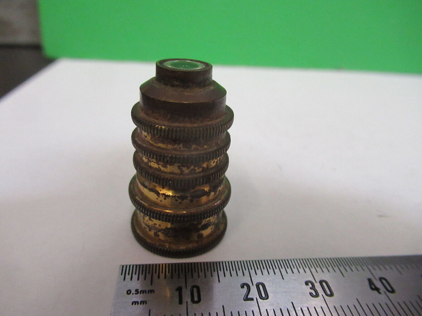 ANTIQUE BRASS MINI UK OBJECTIVE OPTICS MICROSCOPE PART AS PICTURED R2-B-88