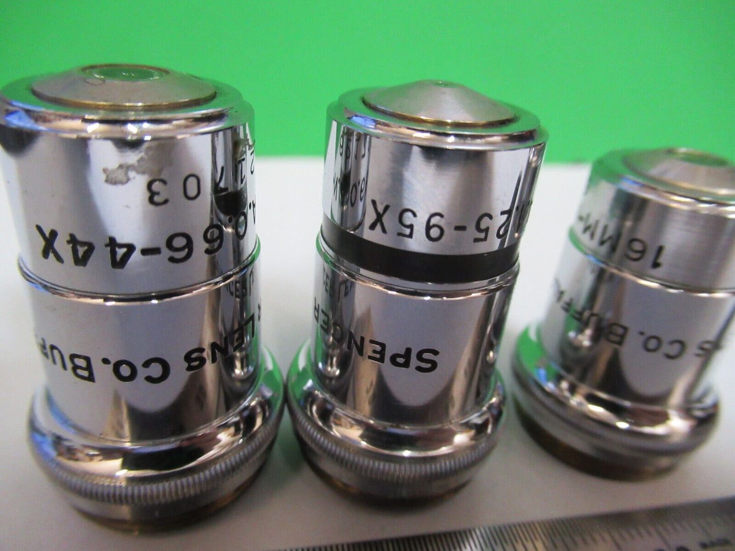 LOT SPENCER OBJECTIVE 10X 44X 95X MICROSCOPE PART OPTICS AS PICTURED AO #Z8-A-01