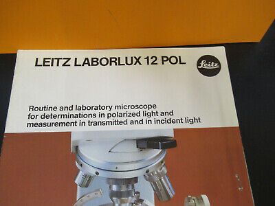 ORIGINAL BOOKLET LEITZ WETZLAR GERMANY LABORLUX 12 MICROSCOPE PART AS PICTURED